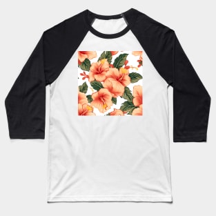 Hibiscus Flowers Pattern 3 Baseball T-Shirt